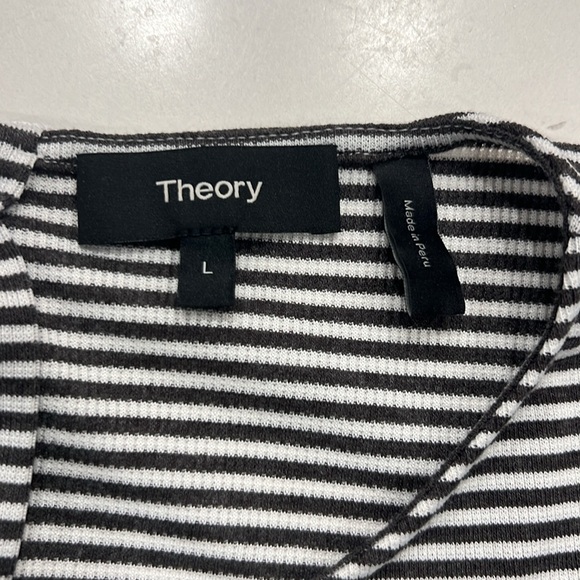 Theory Lowell Square Striped Tee MSRP $200 SZ L - Picture 3 of 7